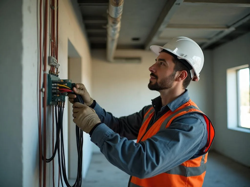 Electrician pulling wire